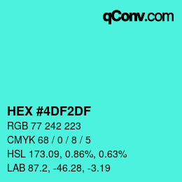 Color code: HEX #4DF2DF | qconv.com