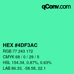 カラーコード: HEX #4DF3AC | qconv.com