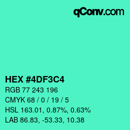 Color code: HEX #4DF3C4 | qconv.com