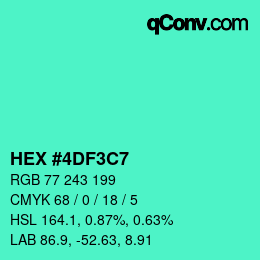 カラーコード: HEX #4DF3C7 | qconv.com