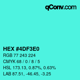 Code couleur: HEX #4DF3E0 | qconv.com