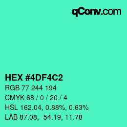 カラーコード: HEX #4DF4C2 | qconv.com