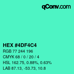 Color code: HEX #4DF4C4 | qconv.com