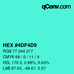 颜色代码: HEX #4DF4D9 | qconv.com