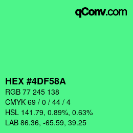 カラーコード: HEX #4DF58A | qconv.com