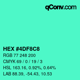 Color code: HEX #4DF8C8 | qconv.com