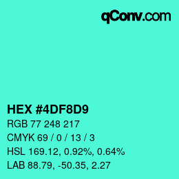 Color code: HEX #4DF8D9 | qconv.com