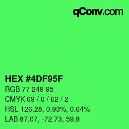 Color code: HEX #4DF95F | qconv.com