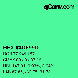 Color code: HEX #4DF99D | qconv.com