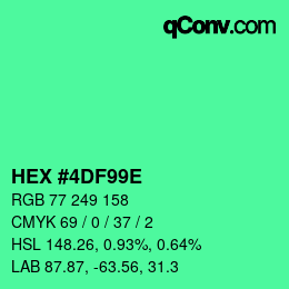 Color code: HEX #4DF99E | qconv.com