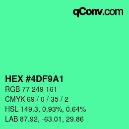 Color code: HEX #4DF9A1 | qconv.com