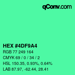 Color code: HEX #4DF9A4 | qconv.com