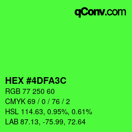 カラーコード: HEX #4DFA3C | qconv.com