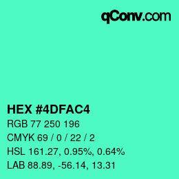 Color code: HEX #4DFAC4 | qconv.com