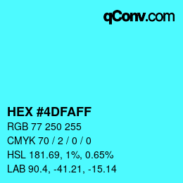 Color code: HEX #4DFAFF | qconv.com