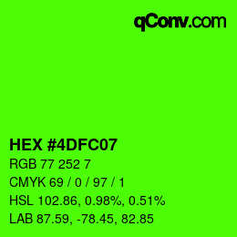 カラーコード: HEX #4DFC07 | qconv.com