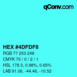 Color code: HEX #4DFDF8 | qconv.com