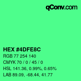 Farbcode: HEX #4DFE8C | qconv.com