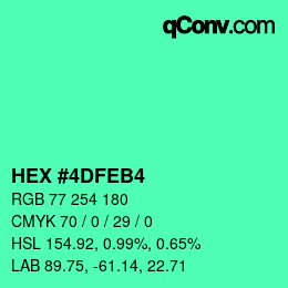Color code: HEX #4DFEB4 | qconv.com