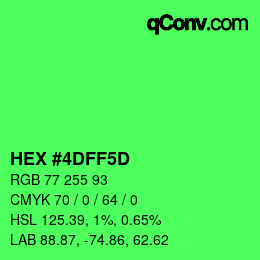 Color code: HEX #4DFF5D | qconv.com