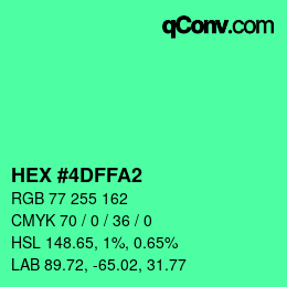 Color code: HEX #4DFFA2 | qconv.com