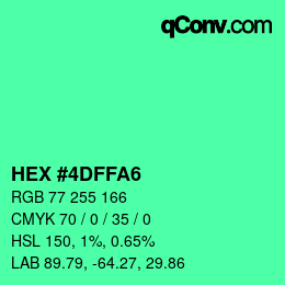 Color code: HEX #4DFFA6 | qconv.com