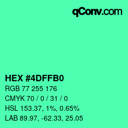 Color code: HEX #4DFFB0 | qconv.com