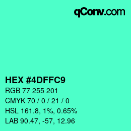 颜色代码: HEX #4DFFC9 | qconv.com
