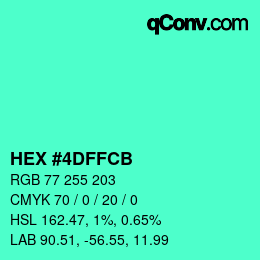 颜色代码: HEX #4DFFCB | qconv.com