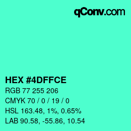 Color code: HEX #4DFFCE | qconv.com
