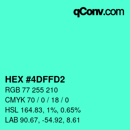 Color code: HEX #4DFFD2 | qconv.com