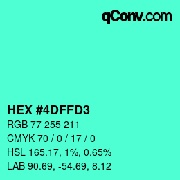 Color code: HEX #4DFFD3 | qconv.com