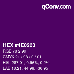 Color code: HEX #4E0263 | qconv.com