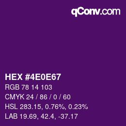 颜色代码: HEX #4E0E67 | qconv.com