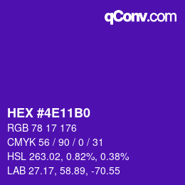 Color code: HEX #4E11B0 | qconv.com