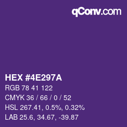 Color code: HEX #4E297A | qconv.com