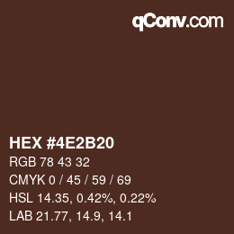 Color code: HEX #4E2B20 | qconv.com