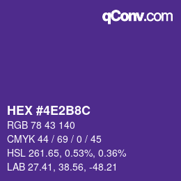 Color code: HEX #4E2B8C | qconv.com