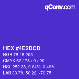 颜色代码: HEX #4E2DCD | qconv.com