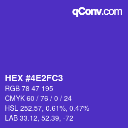 カラーコード: HEX #4E2FC3 | qconv.com