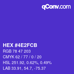 カラーコード: HEX #4E2FCB | qconv.com
