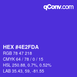 颜色代码: HEX #4E2FDA | qconv.com