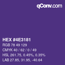 Farbcode: HEX #4E3181 | qconv.com