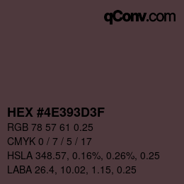 Color code: HEX #4E393D3F | qconv.com
