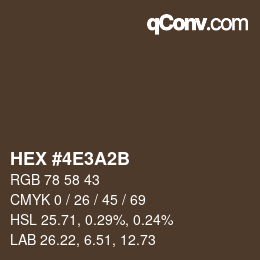 颜色代码: HEX #4E3A2B | qconv.com