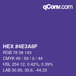 Color code: HEX #4E3A8F | qconv.com