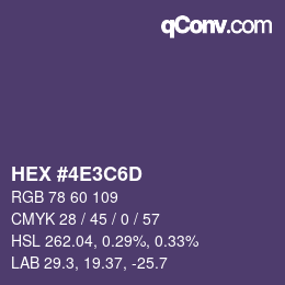Farbcode: HEX #4E3C6D | qconv.com