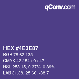 Color code: HEX #4E3E87 | qconv.com
