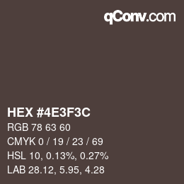 Color code: HEX #4E3F3C | qconv.com