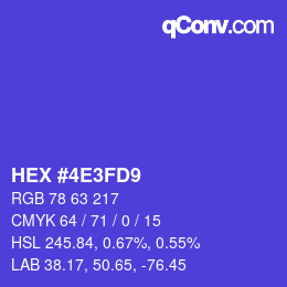 Color code: HEX #4E3FD9 | qconv.com